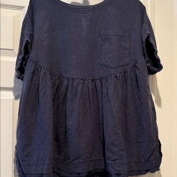 We The Free Navy Oversized Small Babydoll Flowy Relaxed Fit Pockets Linen Blend - Picture 10 of 15